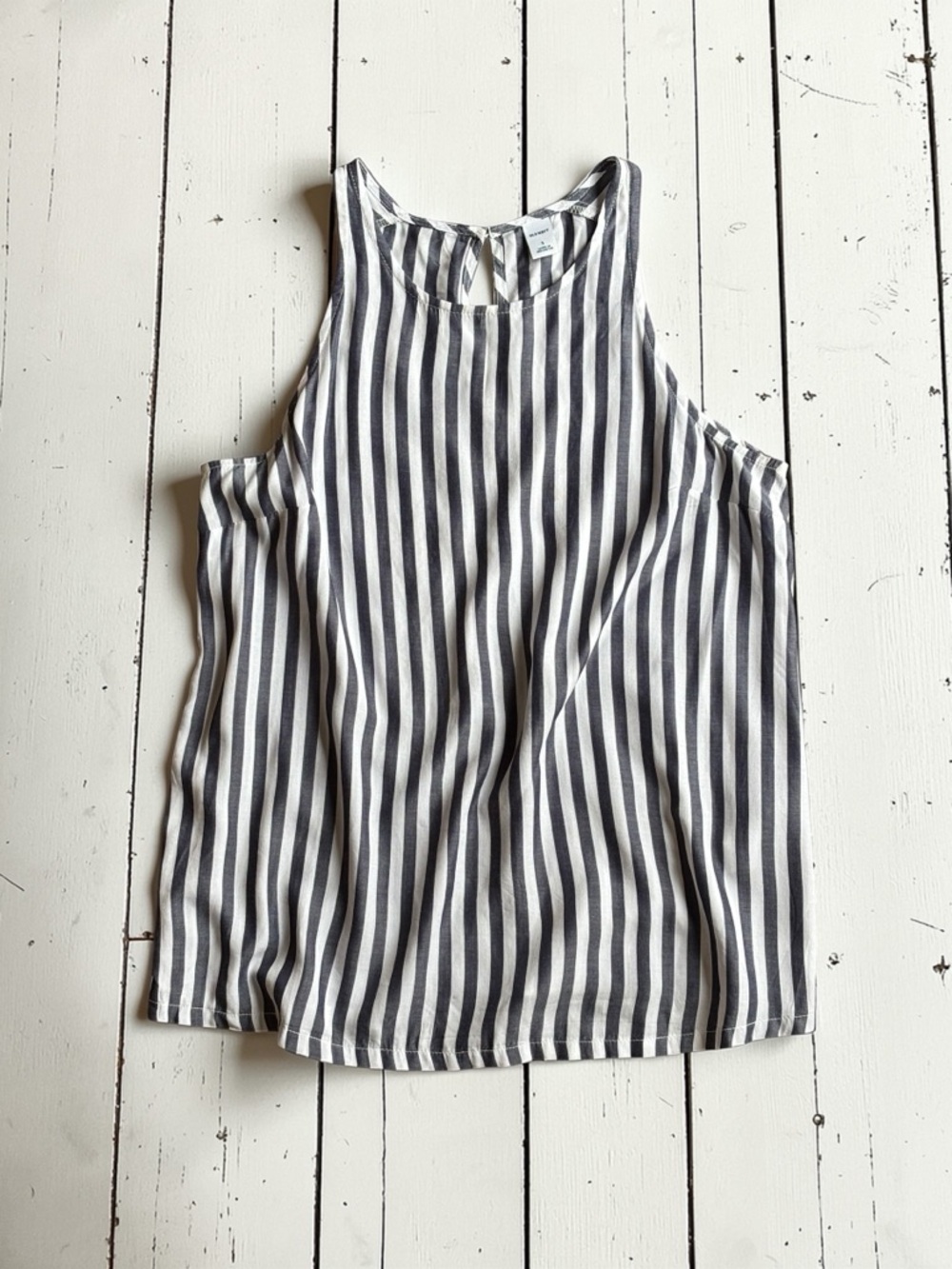 Old Navy Striped Tank Top Small Black White Vertical Stripe Sleeveless Blouse